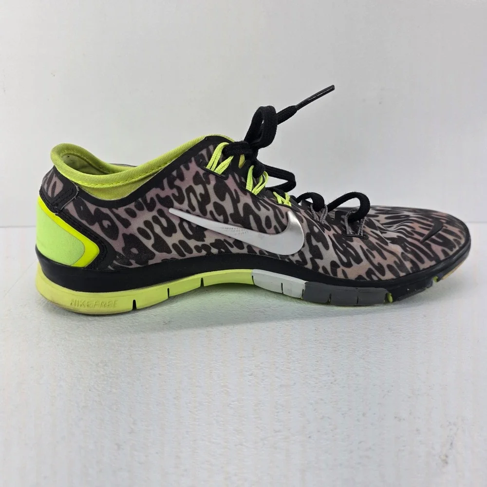 Nike Free TR 5.0 Womens Leopard Print Training Sneakers Neon Green Black Sz 6.5